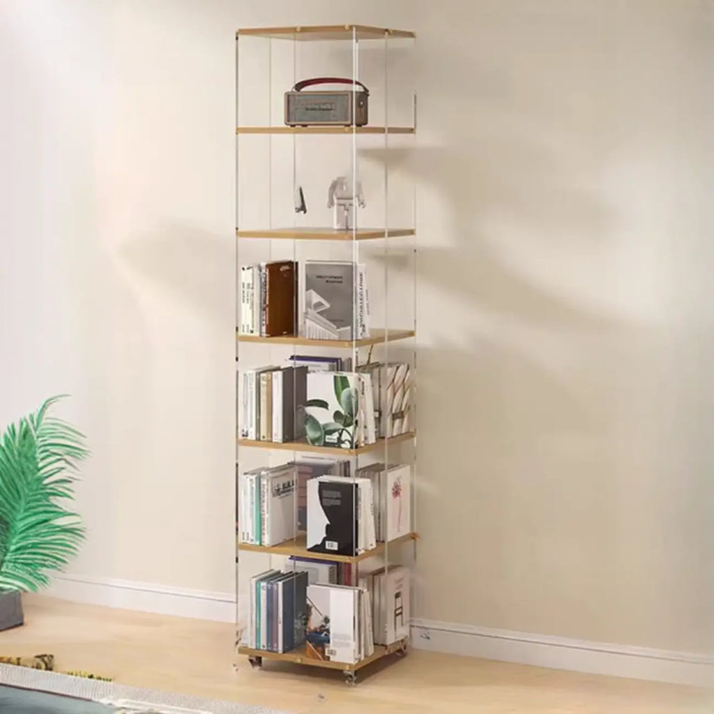 Vertical Lucite Open Back Etagere Narrow Bookshelves