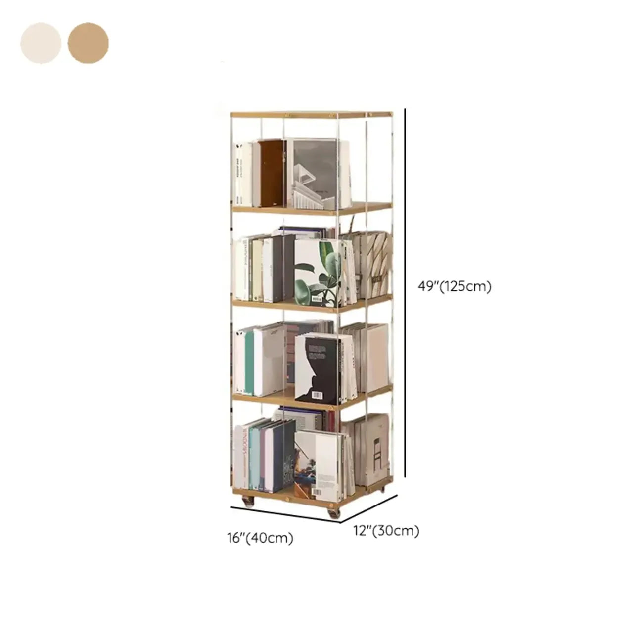 Vertical Lucite Open Back Etagere Narrow Bookshelves