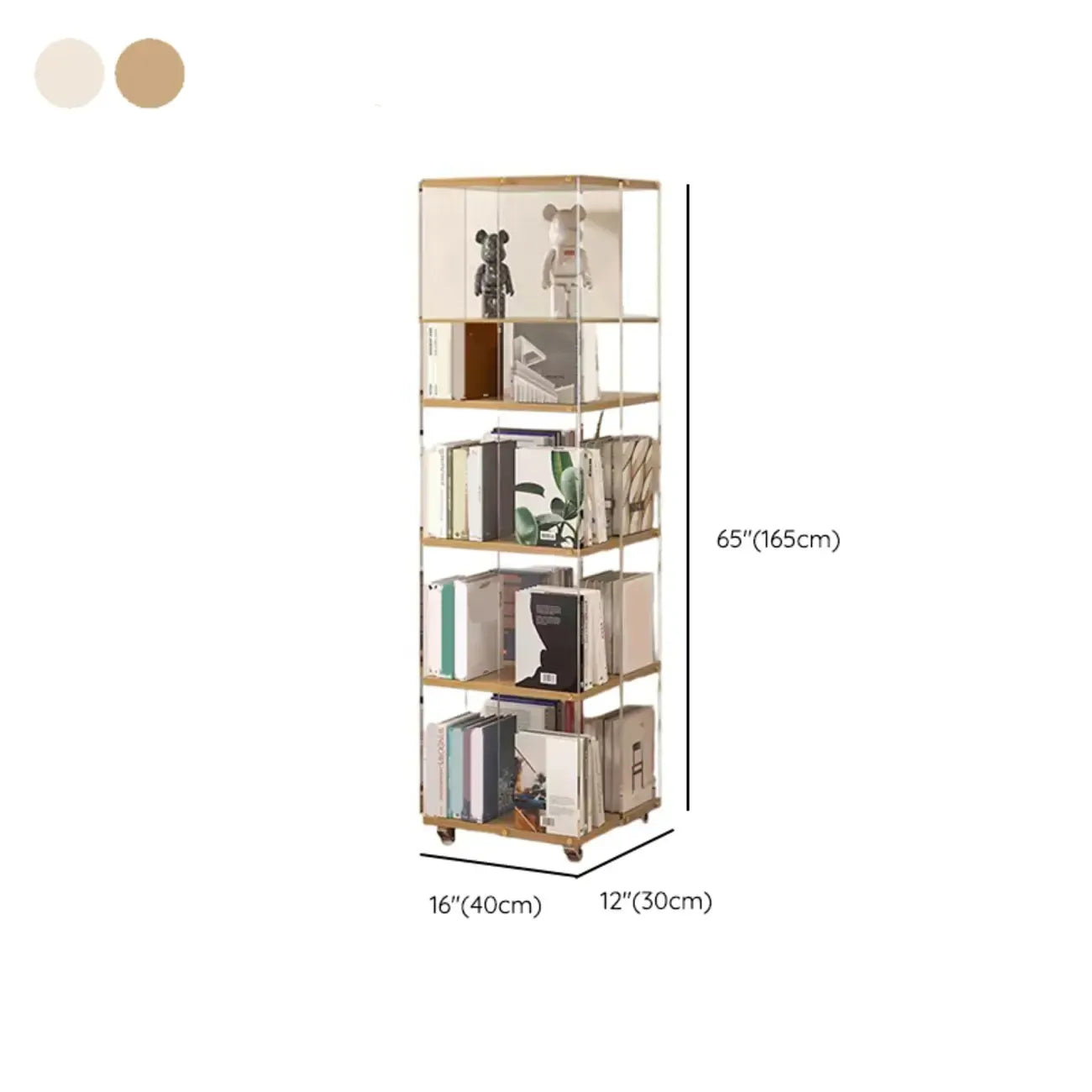Vertical Lucite Open Back Etagere Narrow Bookshelves