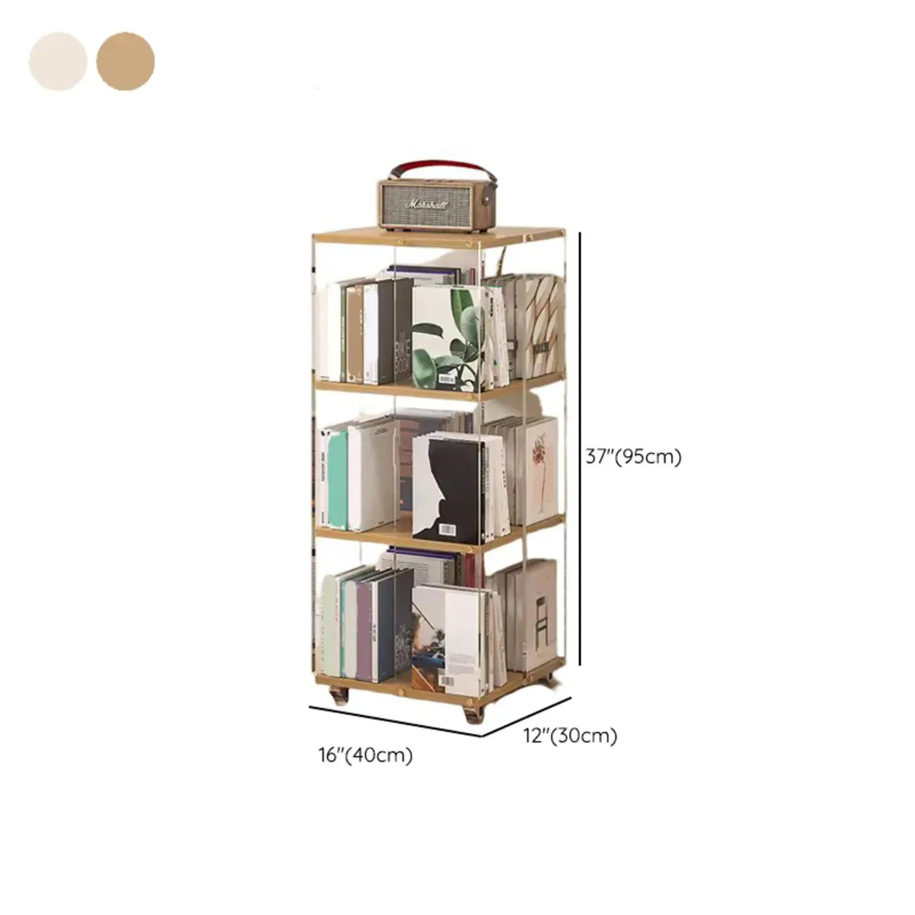 Vertical Lucite Open Back Etagere Narrow Bookshelves