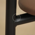 Mid-Century Modern Dining Chair with Black Leather Seat