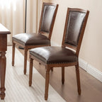 Mid Century Modern Solid Back Armless Wooden Dining Chairs