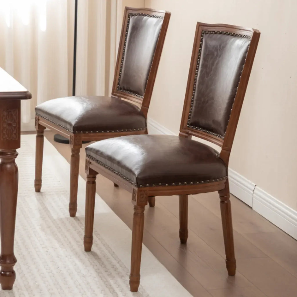 Mid Century Modern Solid Back Armless Wooden Dining Chairs