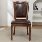 Mid Century Modern Solid Back Armless Wooden Dining Chairs