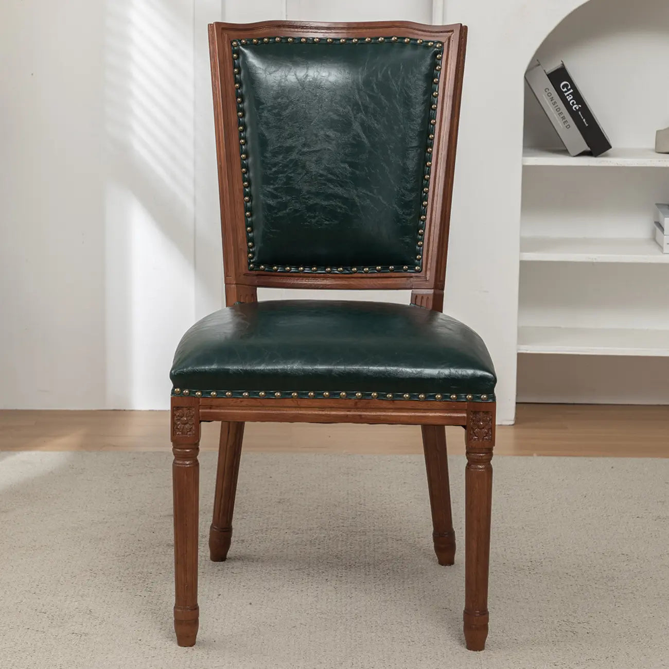 Mid Century Modern Solid Back Armless Wooden Dining Chairs