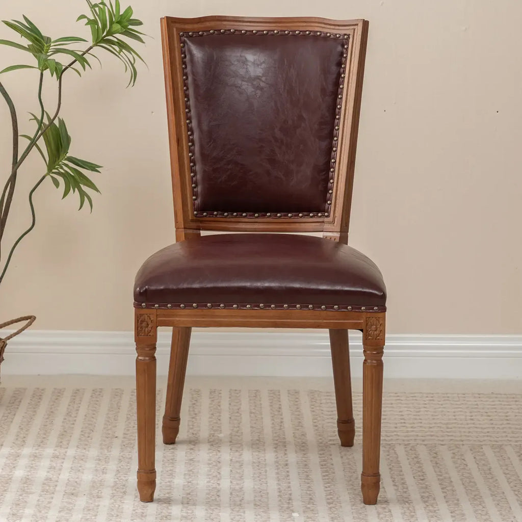 Mid Century Modern Solid Back Armless Wooden Dining Chairs