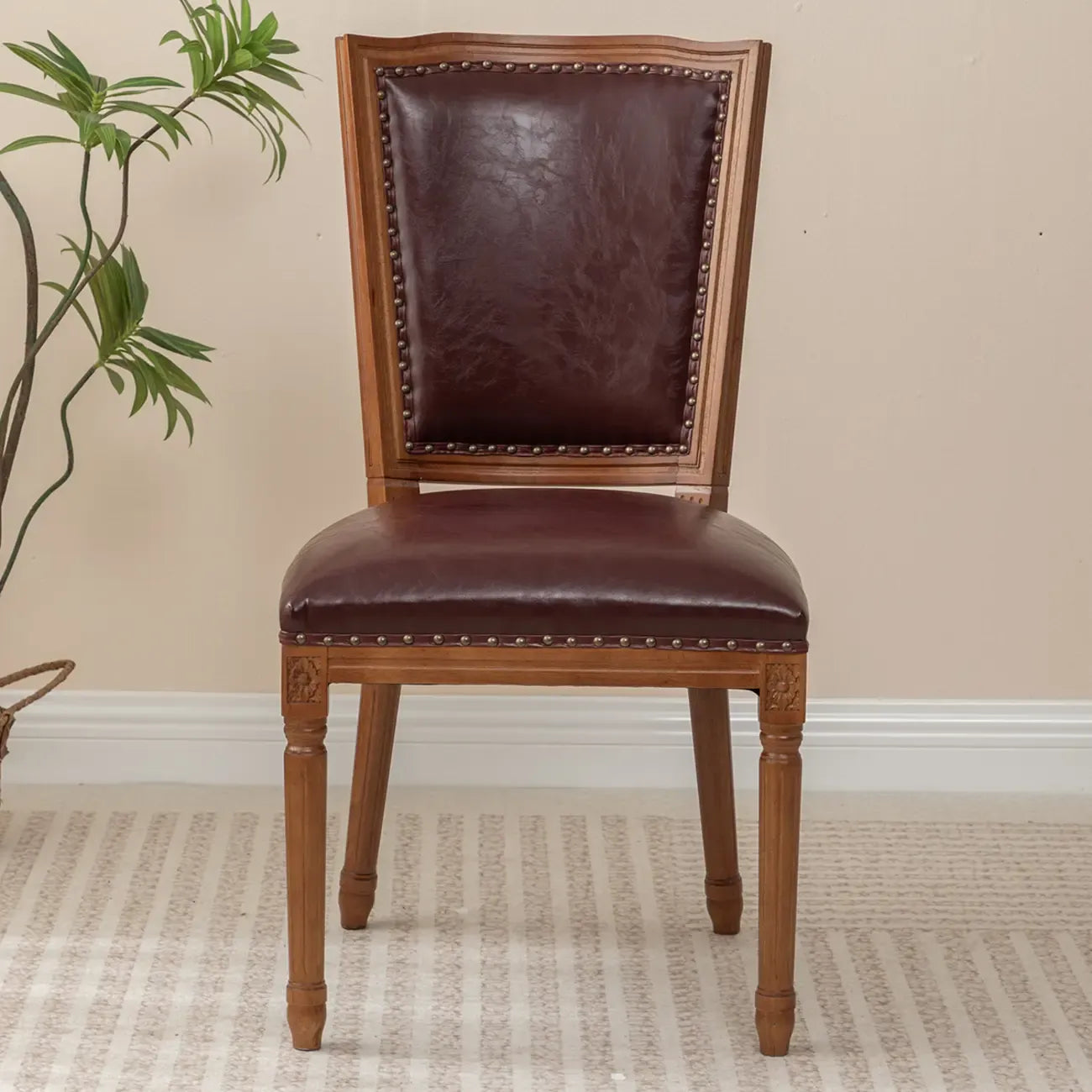 Mid Century Modern Solid Back Armless Wooden Dining Chairs