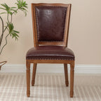 Mid Century Modern Solid Back Armless Wooden Dining Chairs