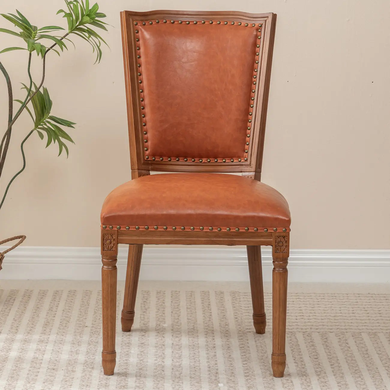 Mid Century Modern Solid Back Armless Wooden Dining Chairs