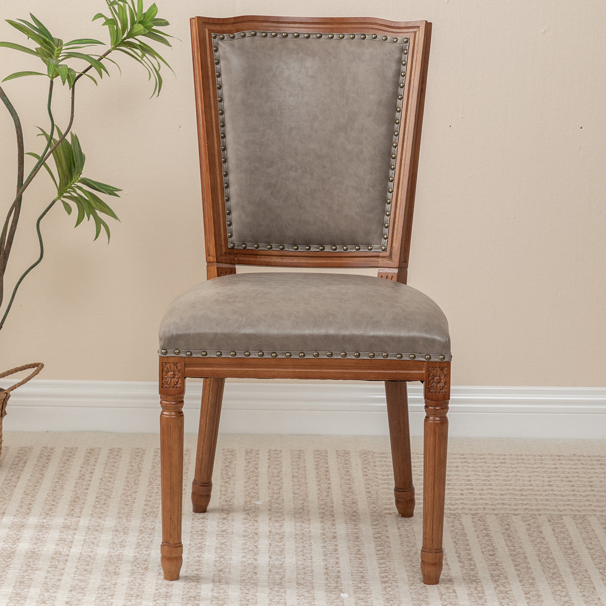 Mid Century Modern Solid Back Armless Wooden Dining Chairs