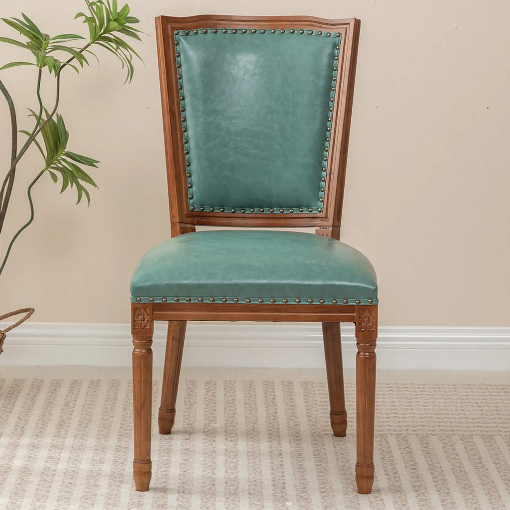 Mid Century Modern Solid Back Armless Wooden Dining Chairs