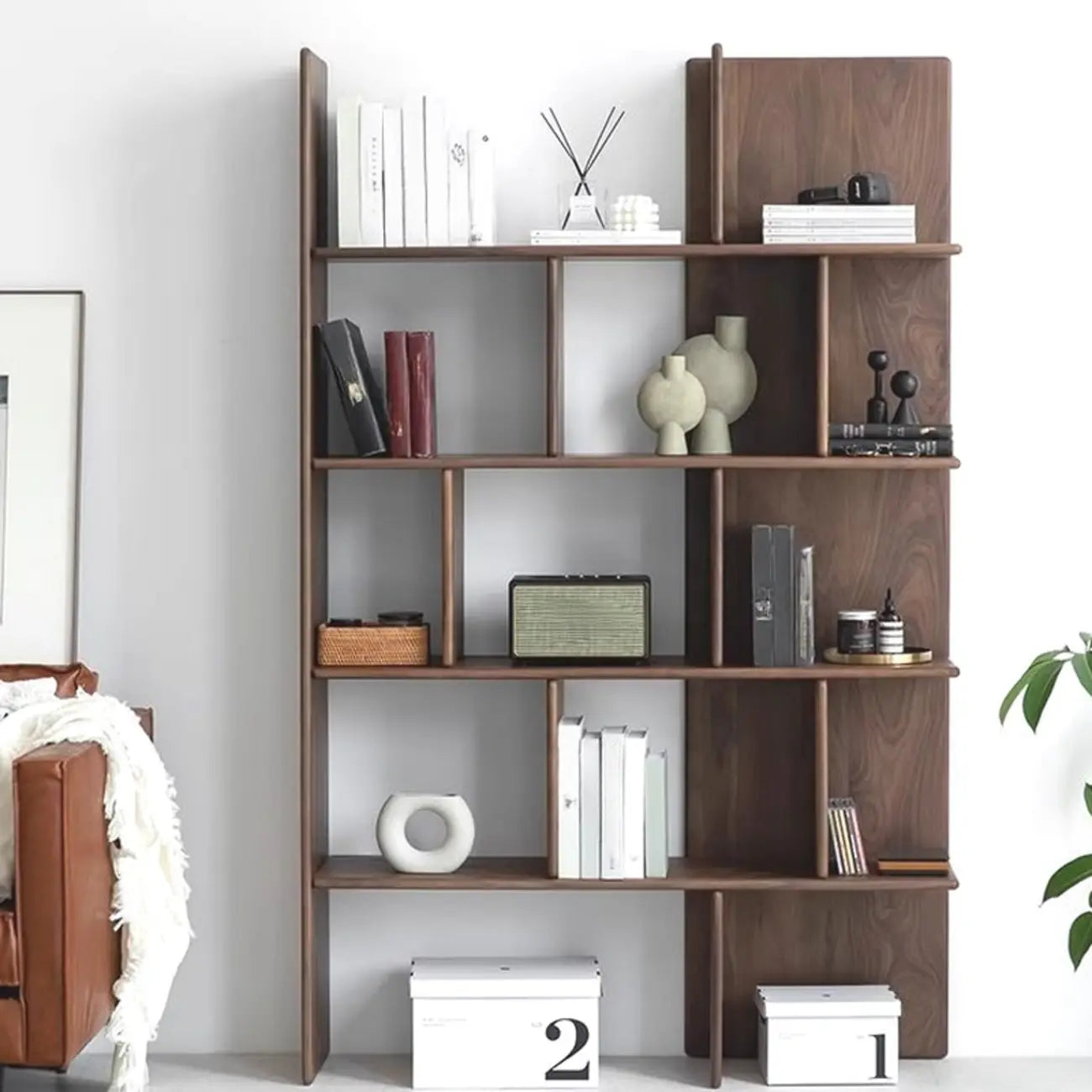 75 Tall Vertical Minimalist Wood Bookshelf With Open Back