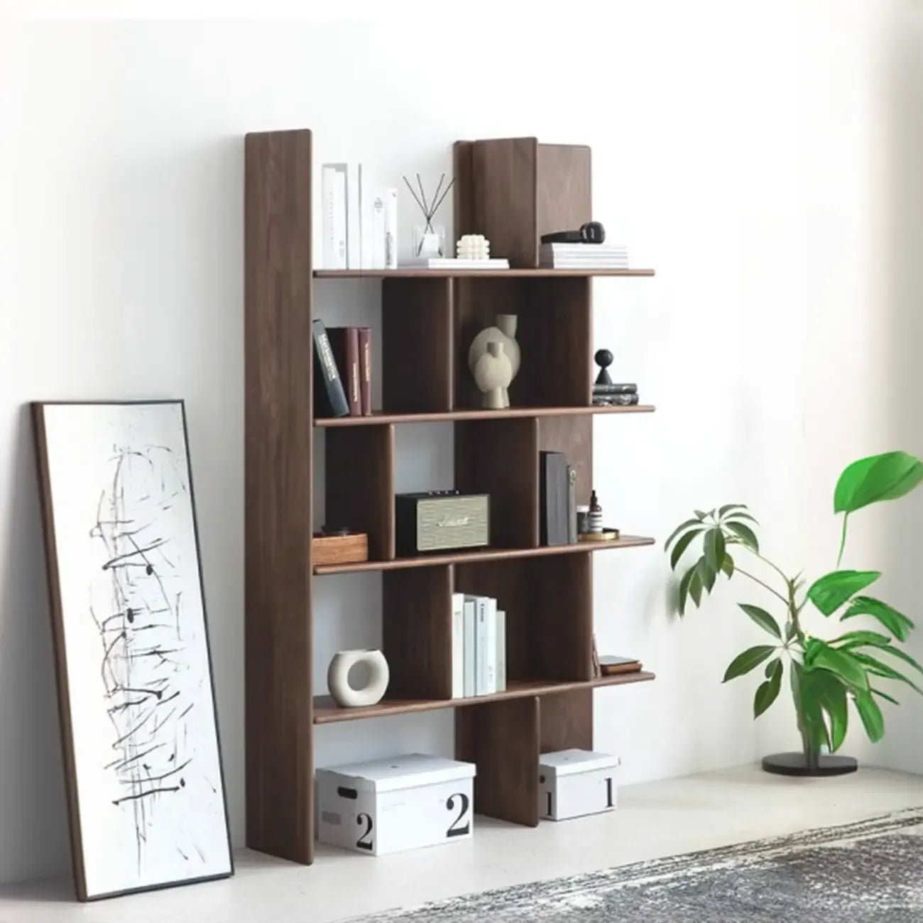 75 Tall Vertical Minimalist Wood Bookshelf With Open Back