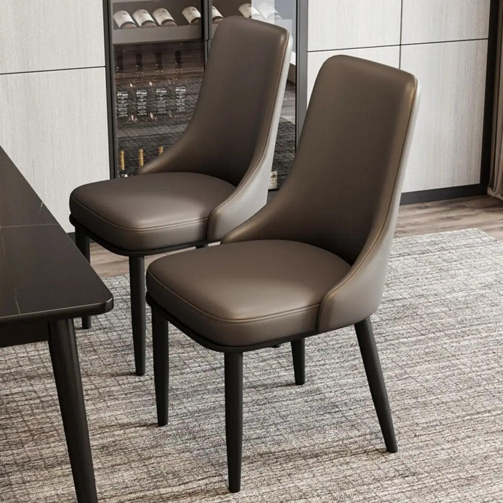 Modern Upholstered Metal Leather Dining Chairs