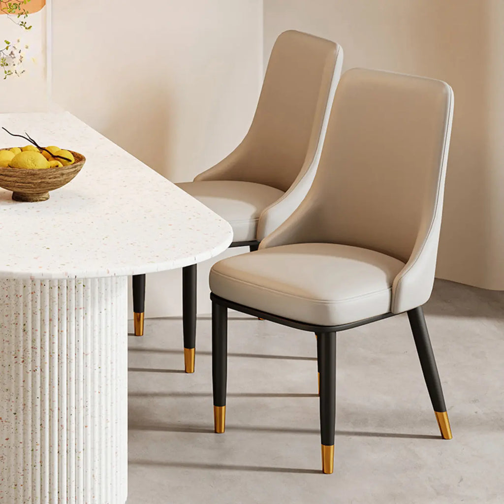 Modern Upholstered Metal Leather Dining Chairs
