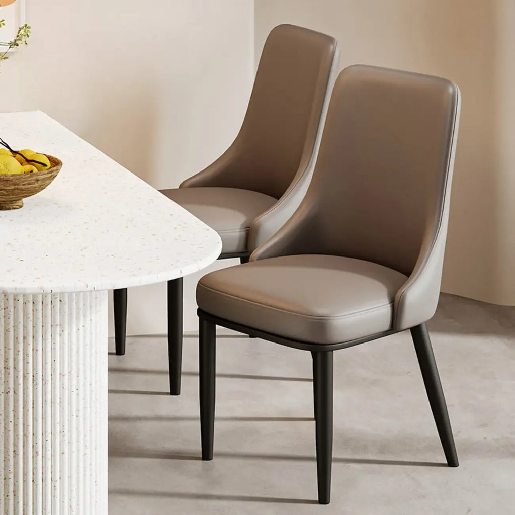 Modern Upholstered Metal Leather Dining Chairs