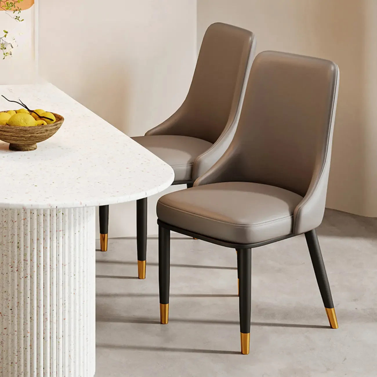 Modern Upholstered Metal Leather Dining Chairs