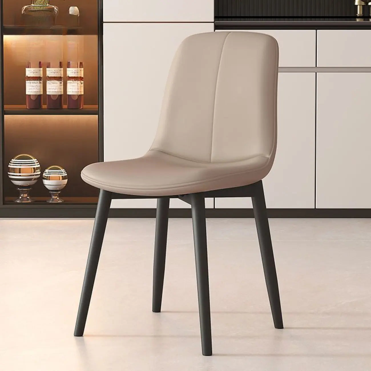 Contemporary Mid Back Dining Chairs With Metal Legs