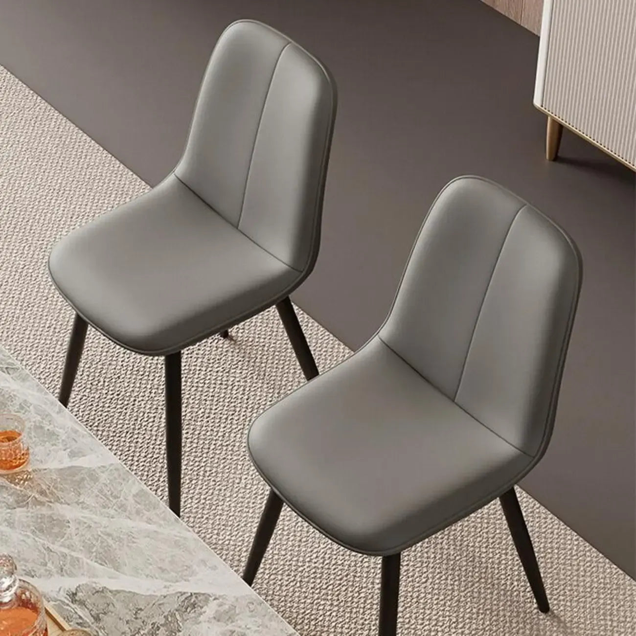 Contemporary Mid Back Dining Chairs With Metal Legs