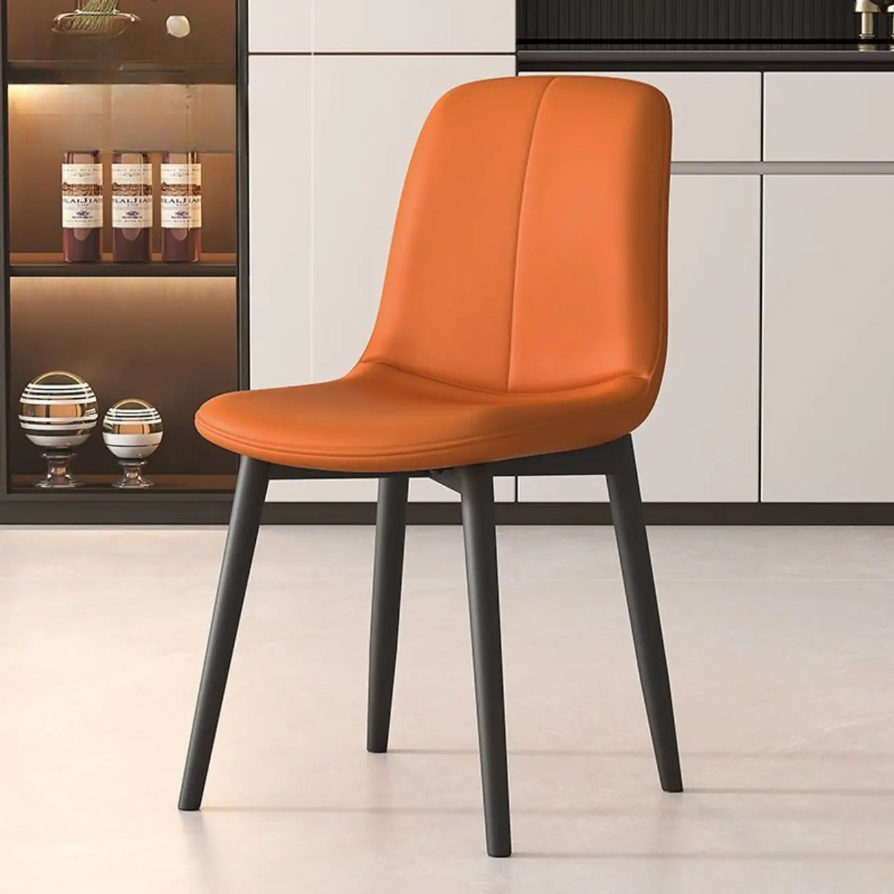 Contemporary Mid Back Dining Chairs With Metal Legs