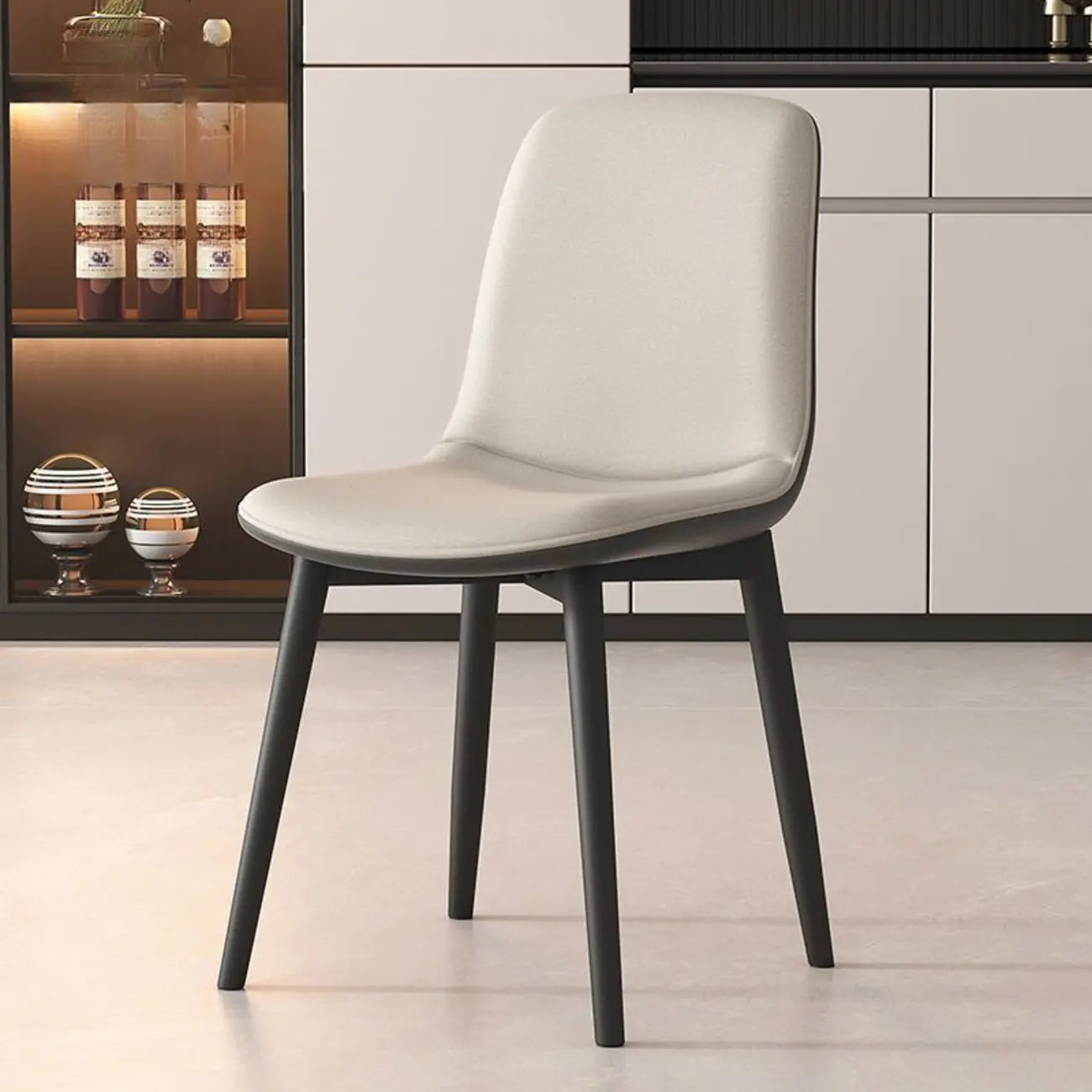 Contemporary Mid Back Dining Chairs With Metal Legs