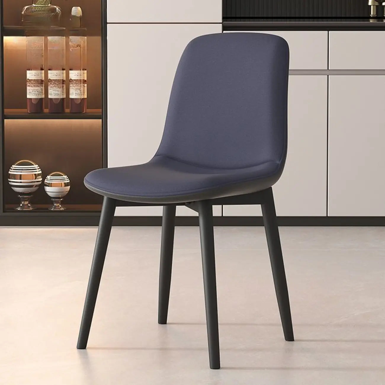Contemporary Mid Back Dining Chairs With Metal Legs