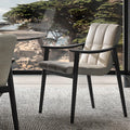 White Tufted Upholstered Wood Dining Chairs With Armrest