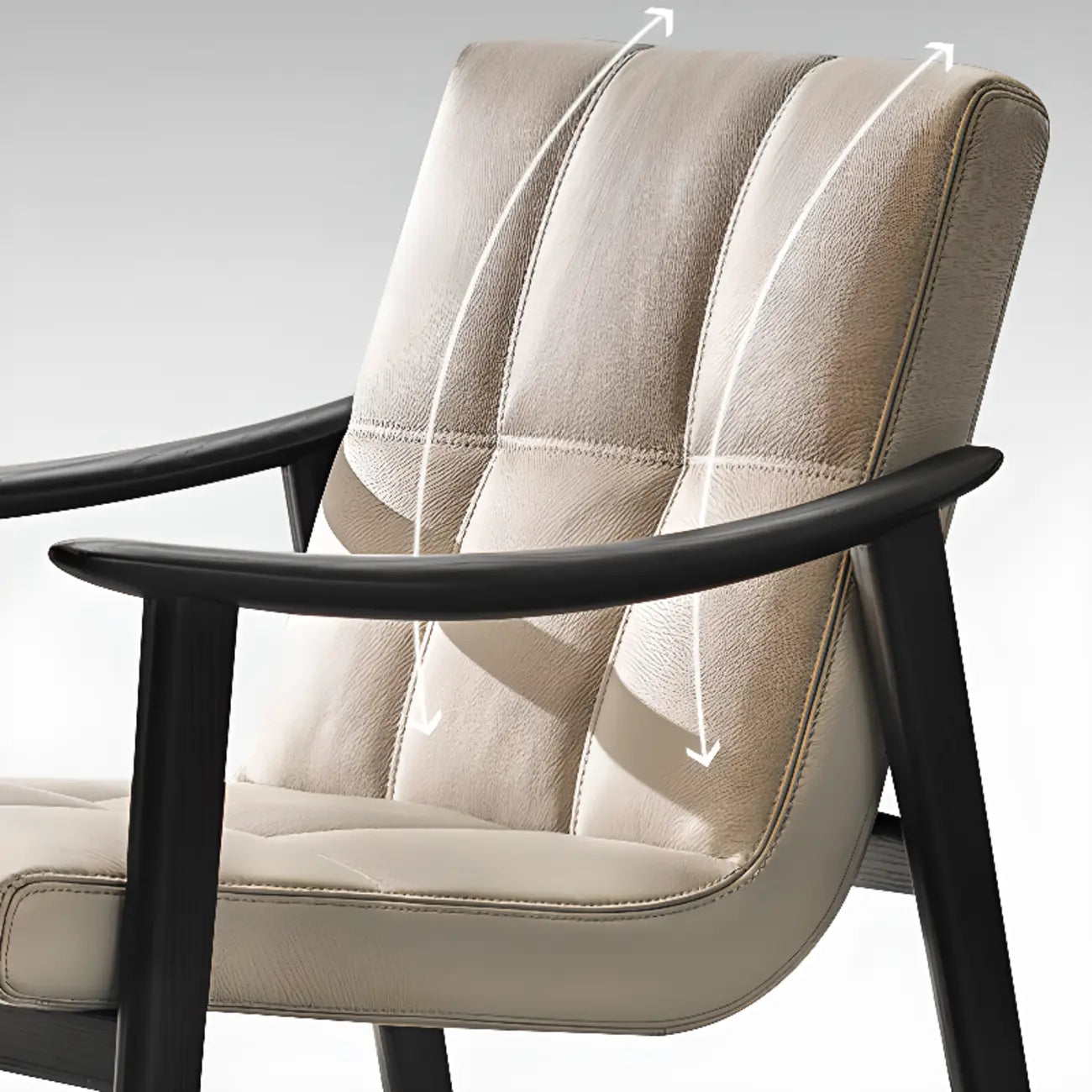 White Tufted Upholstered Wood Dining Chairs With Armrest