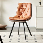 Nordic ButtonTufted Faux Leather Dining Chair Low Back