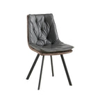 Nordic ButtonTufted Faux Leather Dining Chair Low Back