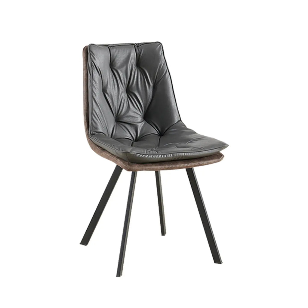 Nordic ButtonTufted Faux Leather Dining Chair Low Back