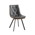 Nordic ButtonTufted Faux Leather Dining Chair Low Back