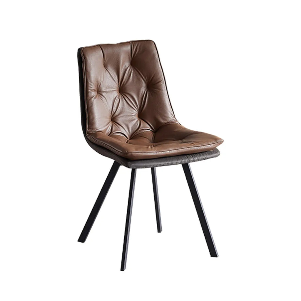 Nordic ButtonTufted Faux Leather Dining Chair Low Back