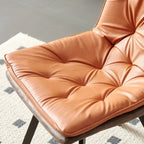 Nordic ButtonTufted Faux Leather Dining Chair Low Back