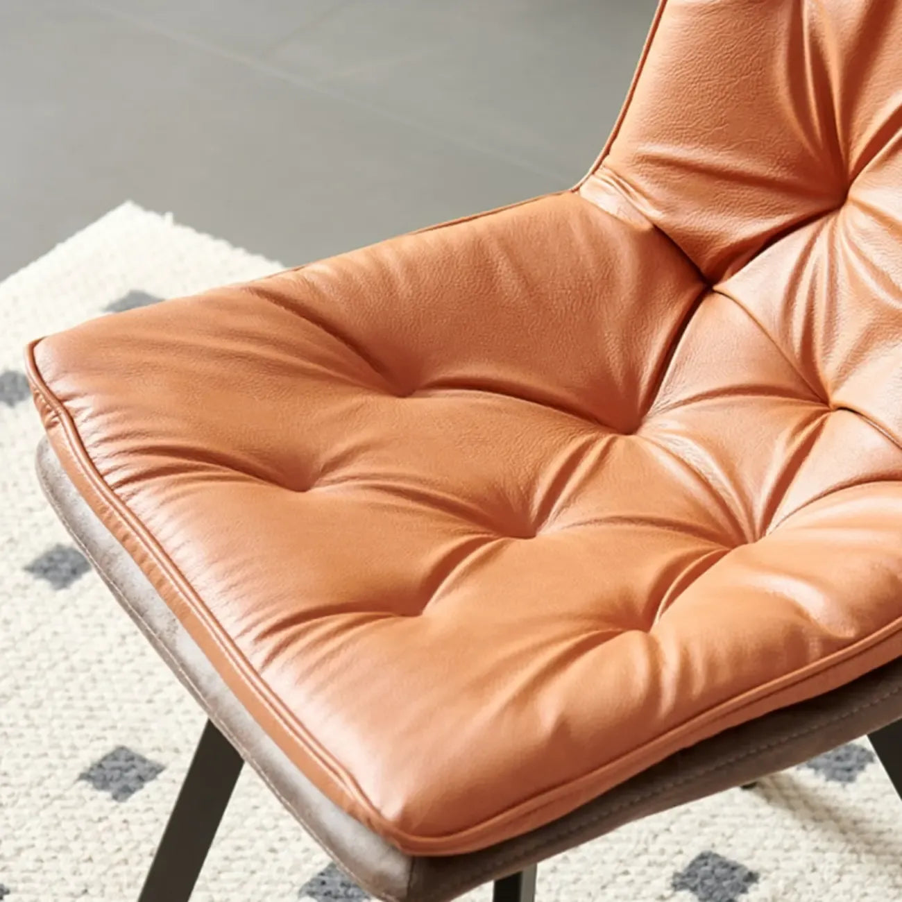 Nordic ButtonTufted Faux Leather Dining Chair Low Back