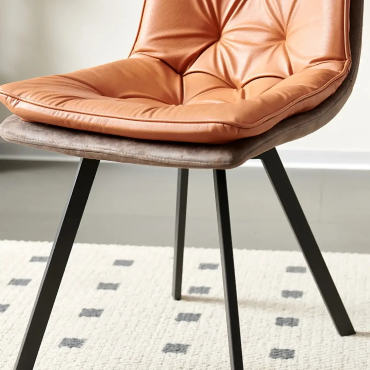 Nordic ButtonTufted Faux Leather Dining Chair Low Back