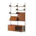 Mid-Century Modern Modular Wall Shelving System Walnut Bookshelf with Pegboard