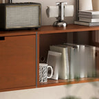 Mid-Century Modern Modular Wall Shelving System Walnut Bookshelf with Pegboard