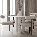 Grid Pattern Upholstered Armless Low Back Dining Chairs