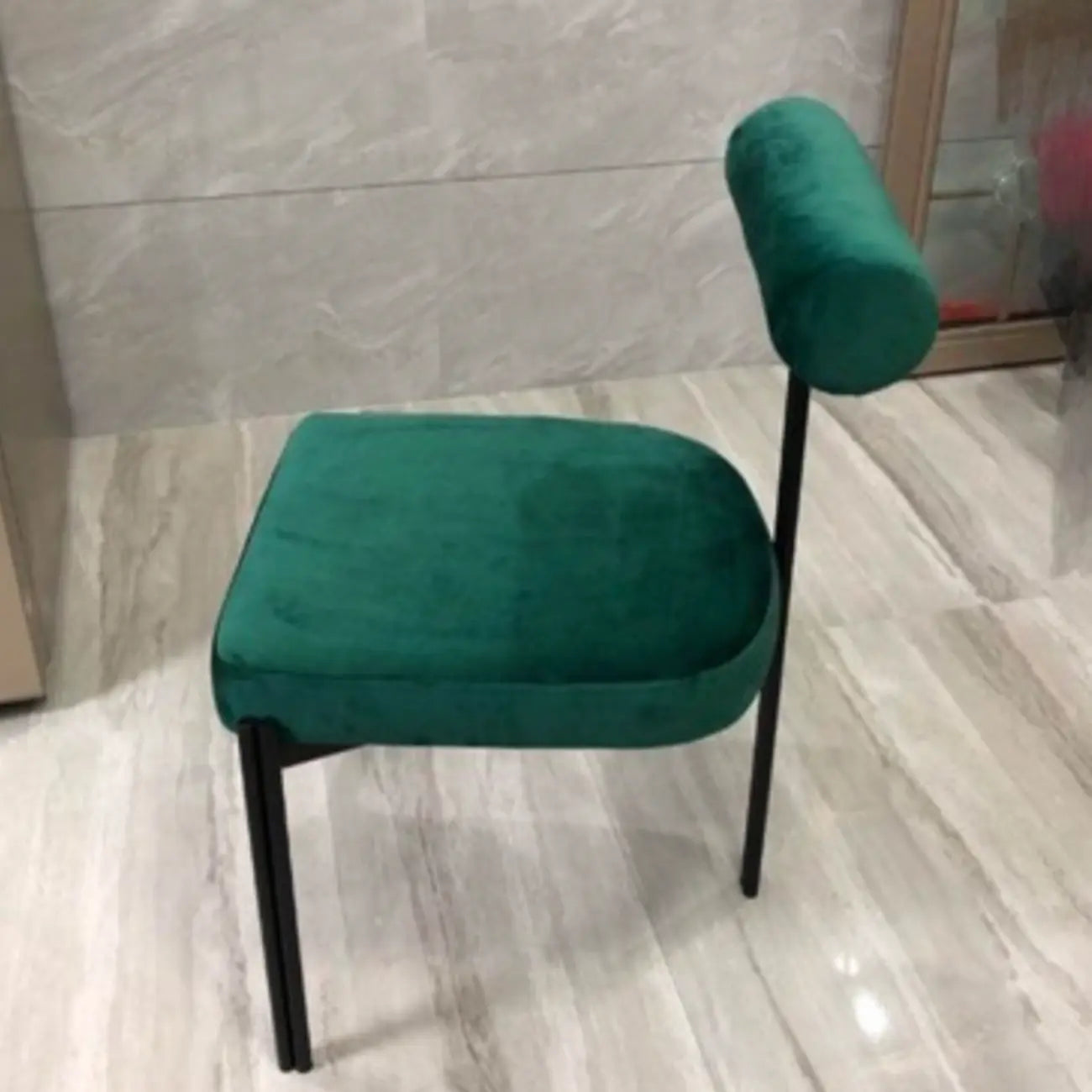 Grid Pattern Upholstered Armless Low Back Dining Chairs