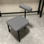 Grid Pattern Upholstered Armless Low Back Dining Chairs