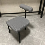 Grid Pattern Upholstered Armless Low Back Dining Chairs