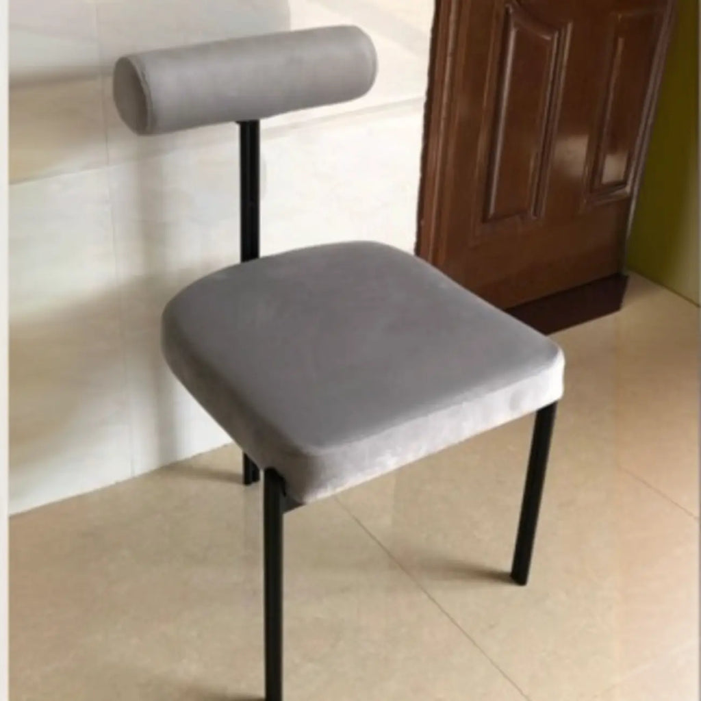 Grid Pattern Upholstered Armless Low Back Dining Chairs