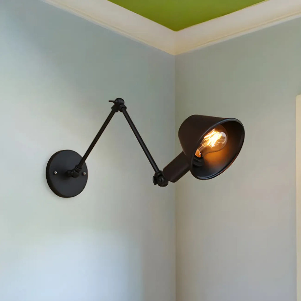 Adjustable Industrial Black  Swing Arm LED Wall Sconce