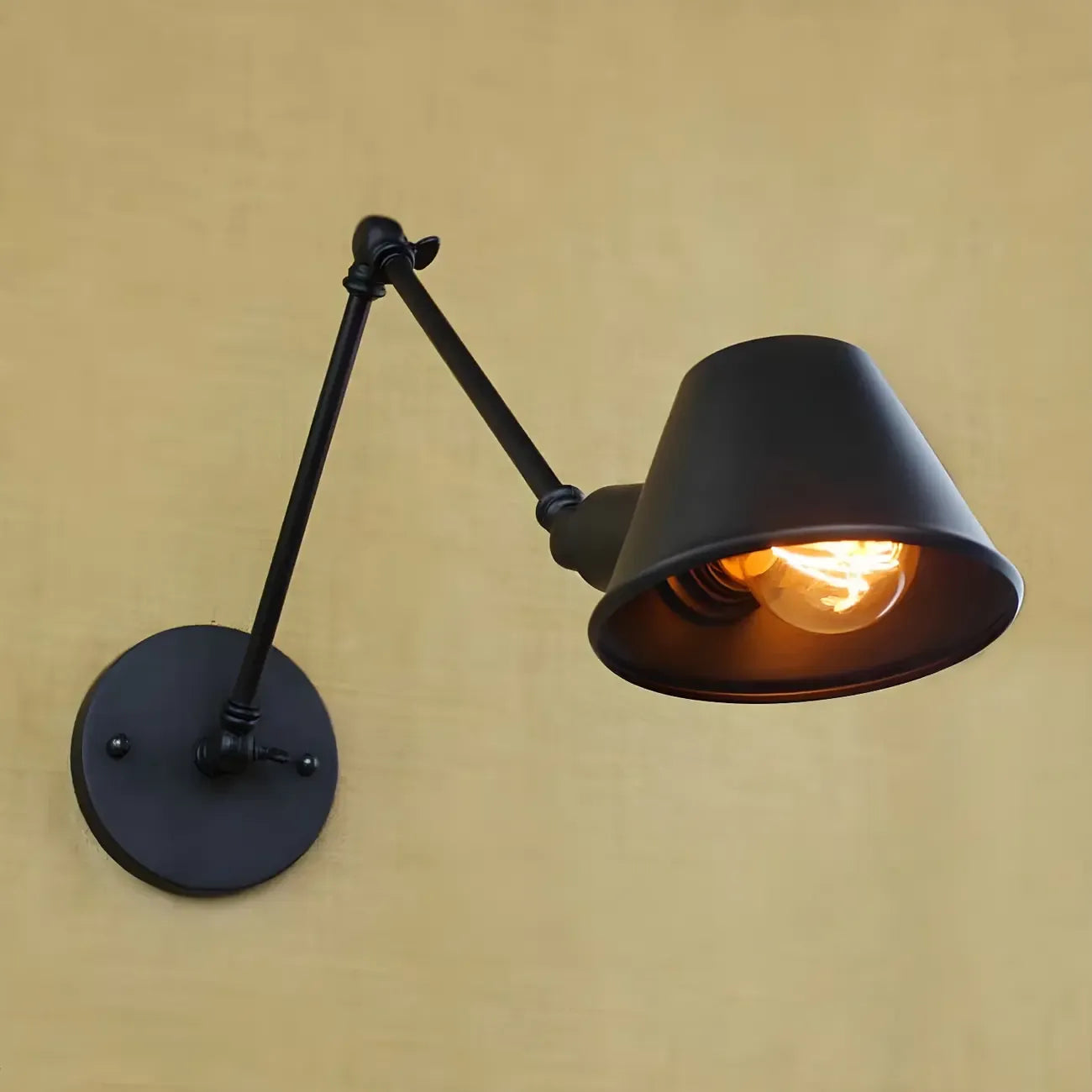 Adjustable Industrial Black  Swing Arm LED Wall Sconce
