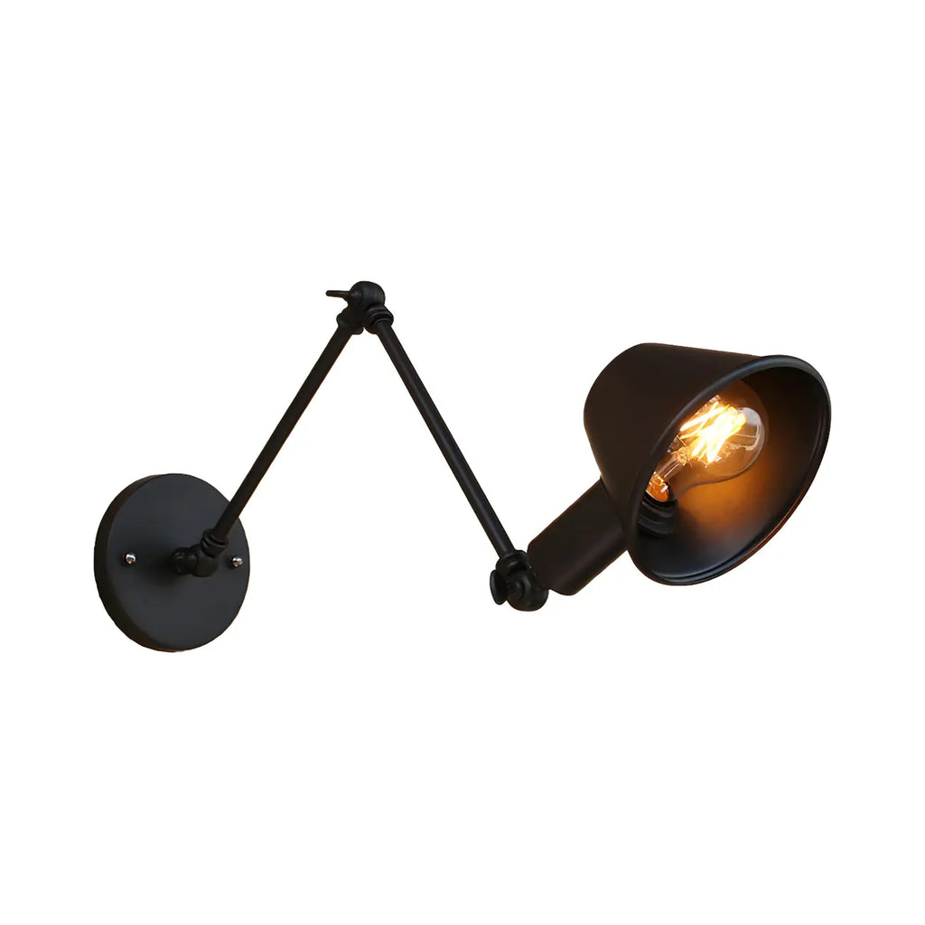 Adjustable Industrial Black  Swing Arm LED Wall Sconce