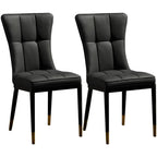 Armless Grey Tufted Leather High Back Dining Chair