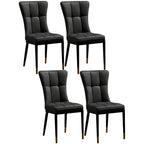Armless Grey Tufted Leather High Back Dining Chair