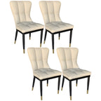 Armless Grey Tufted Leather High Back Dining Chair