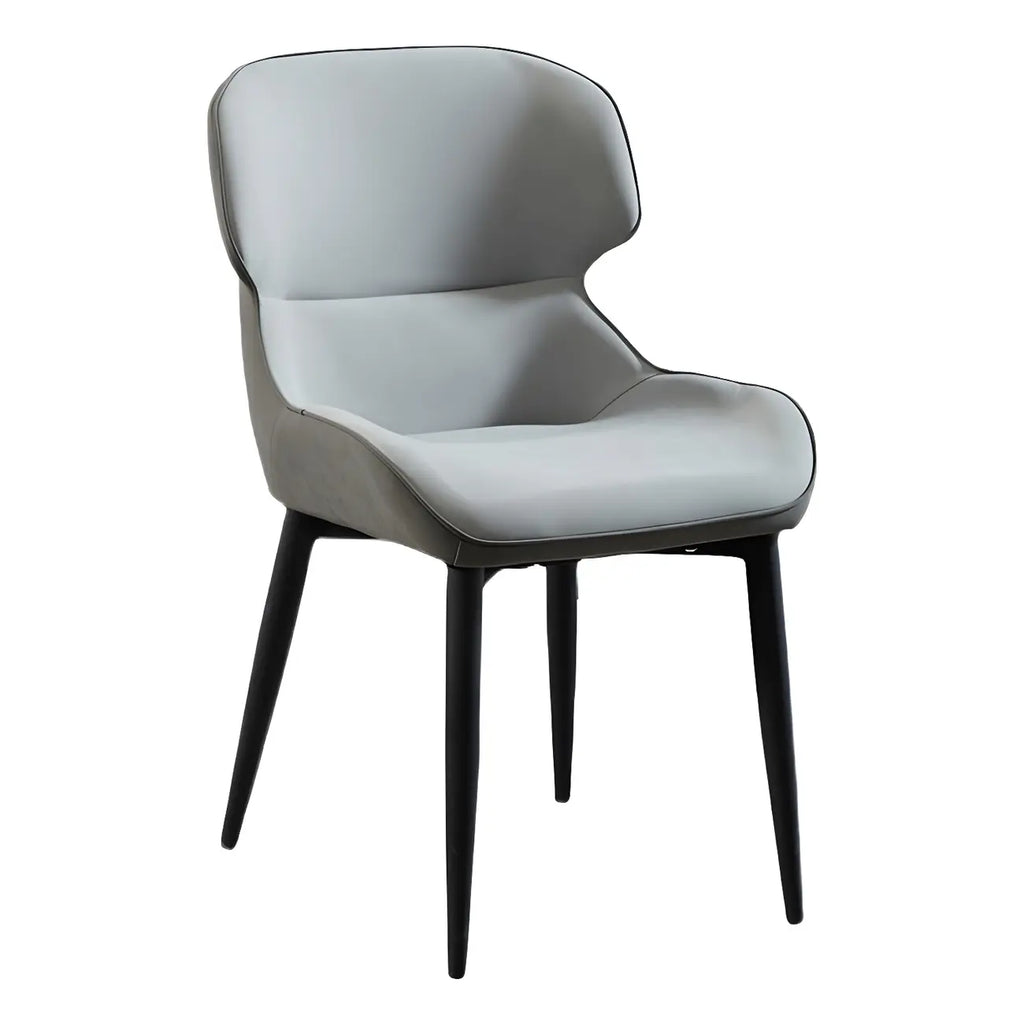 Scandinavian Leather Wingback Upholstered Dining Chair
